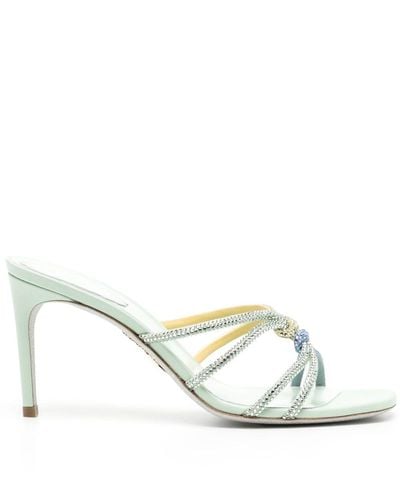 Rene Caovilla Crystal-embellished 90mm Leather Sandals - White