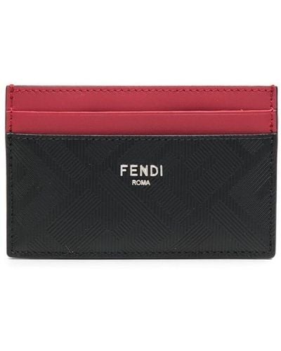 Fendi Logo-print Leather Card Holder - Red