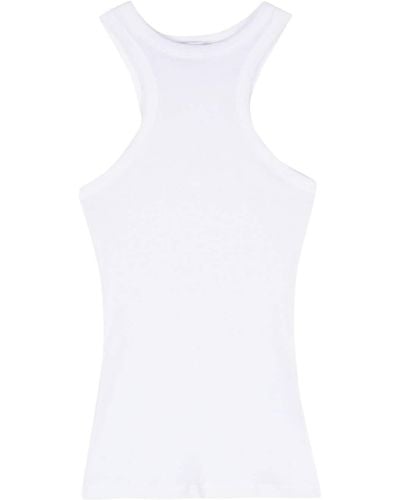 Dondup Top a coste con placca logo - Bianco
