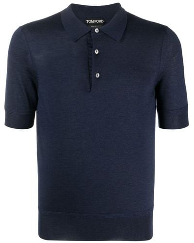 Tom Ford Short-sleeve Knitted Polo Shirt - Blue