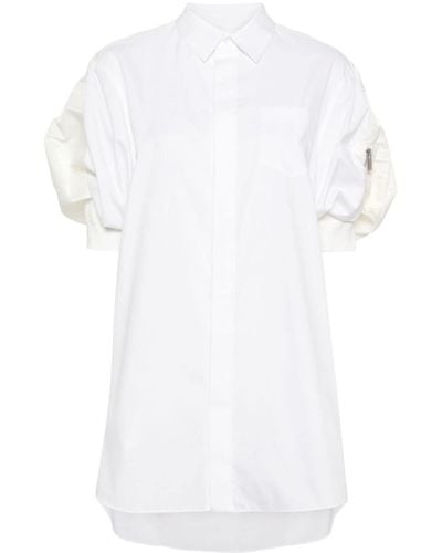 Sacai Puff-sleeve Poplin Minidress - White