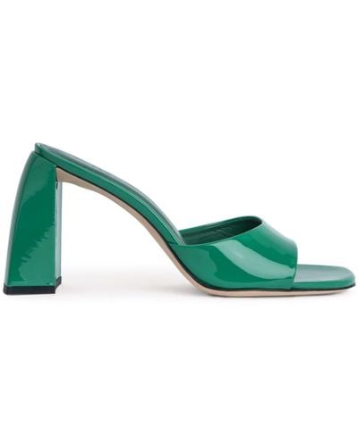 BY FAR 100mm Michele Leather Mules - Green