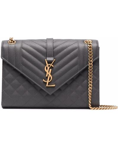 Saint Laurent Cassandra Quilted Shoulder Bag - Gray