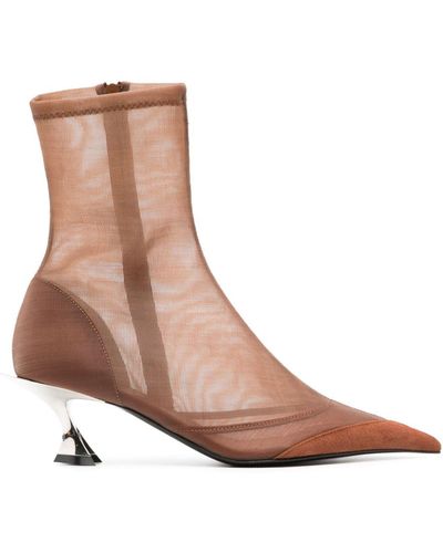 Mugler 55mm Mesh Ankle Boots - Brown