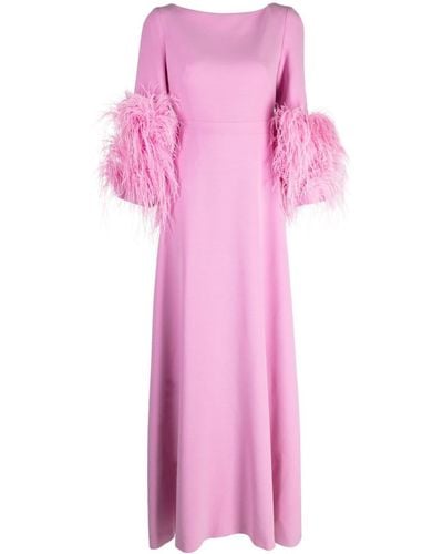 Huishan Zhang Reign Feather-embellished Gown - Pink