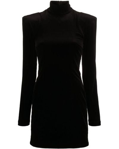 Patou Stretch-velvet Minidress - Black