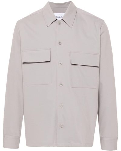 Calvin Klein Button-up Gabardine Shirt - Grey