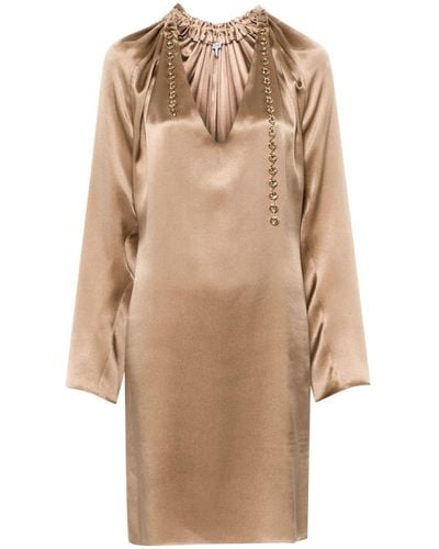 Loewe Chain-detail Silk Mini Dress - Natural