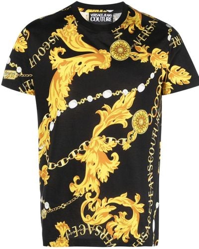 Versace Jeans Couture T-Shirt mit Barocco-Print - Schwarz