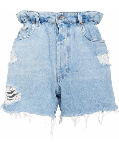 Miu Miu Shorts Met Paperbag Taille - Blauw