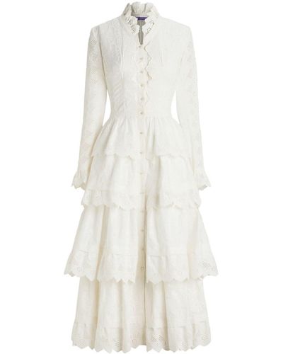 Ralph Lauren Collection Abito midi con ricamo - Bianco