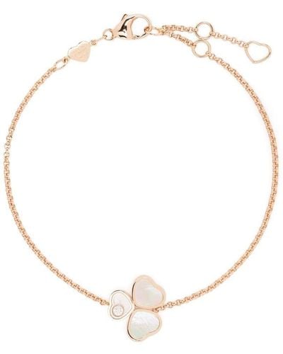 Chopard 18kt Rose Gold Happy Hearts Wings Diamond And Mother-of-pearl Bracelet - Pink