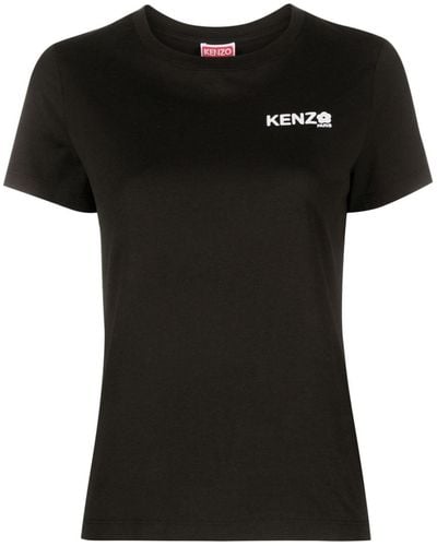 KENZO Boke Flower T-shirt Met Logoprint - Zwart