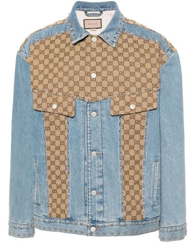 Gucci Denim Jacket With Monogram - Blue