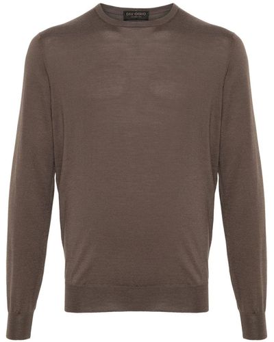 Dell'Oglio Crew-neck Rib-trim Jumper - Brown