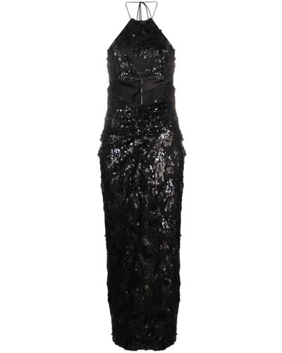ROTATE BIRGER CHRISTENSEN Sequin Halterneck Midi Dress - Women's - Polyester/elastane - Black