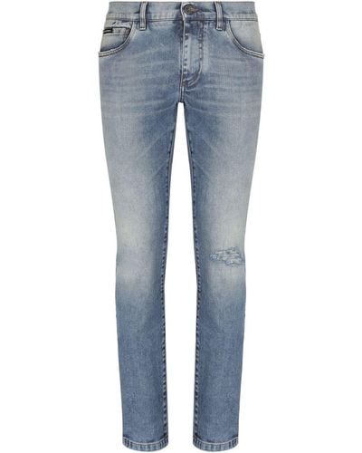 Dolce & Gabbana Jeans skinny con effetto vissuto - Blu