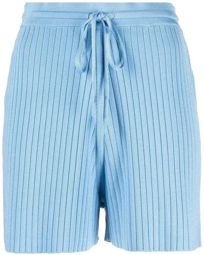 Nanushka Ribbed-knit Drawstring-waist Shorts - Blue