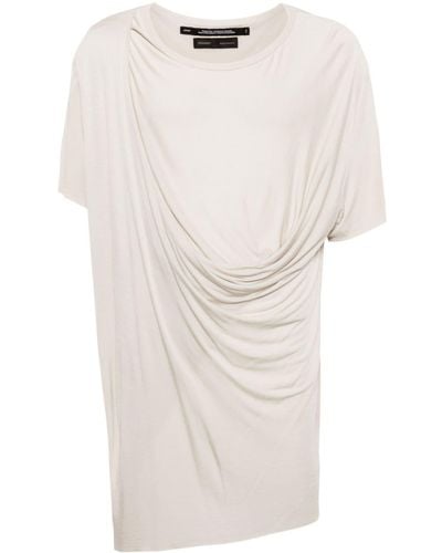 Julius T-shirt drappeggiata con scollo rotondo - Neutro