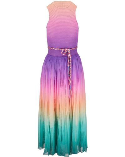 Zimmermann Cira Shirred Midi Dress - Purple