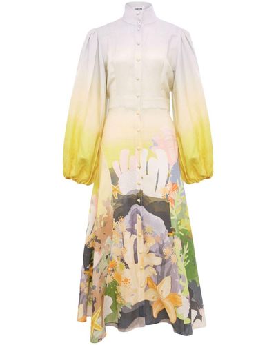 LEO LIN Nellie アブストラクトパターン ドレス - ホワイト