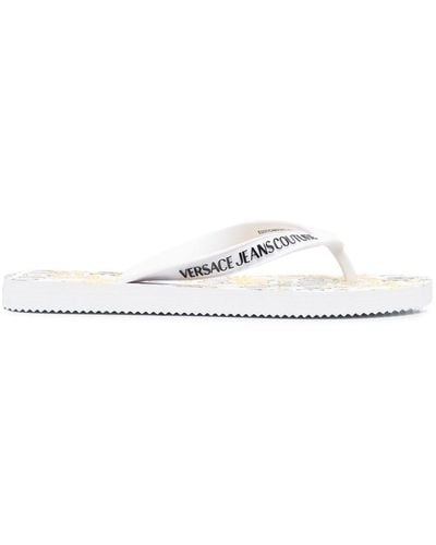 Versace 'barocco' Print Flip Flops - White