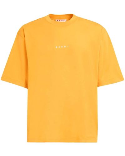 Marni Logo-print Cotton T-shirt - Yellow