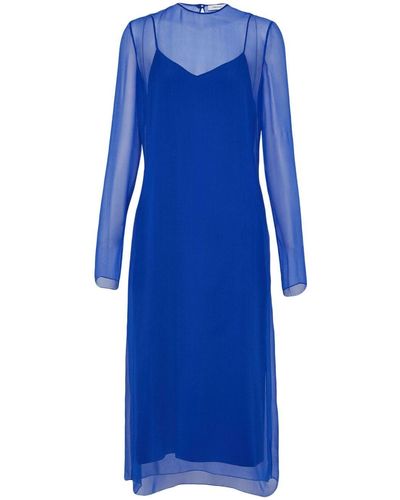 Ferragamo Layered-design Silk Dress - Blue