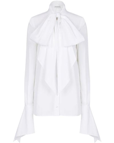 Nina Ricci Pussy-blow Collar Cotton Shirt - White