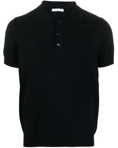 Malo Knitted Cotton Polo Shirt - Black