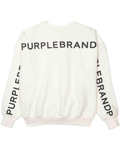 Purple Brand Logo-print Cotton Sweatshirt - White