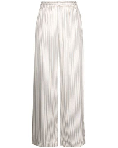 LeKasha Harper Striped Silk Pants - White