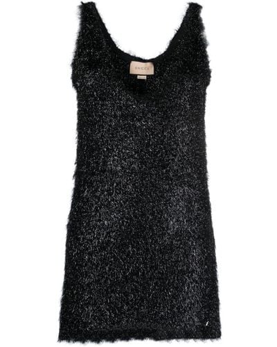 Gucci Metallic V-neck Minidress - Black