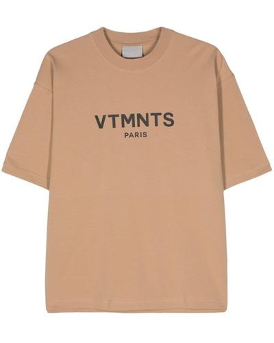 VTMNTS Kurzärmeliges T-Shirt mit Logo-Print - Natur