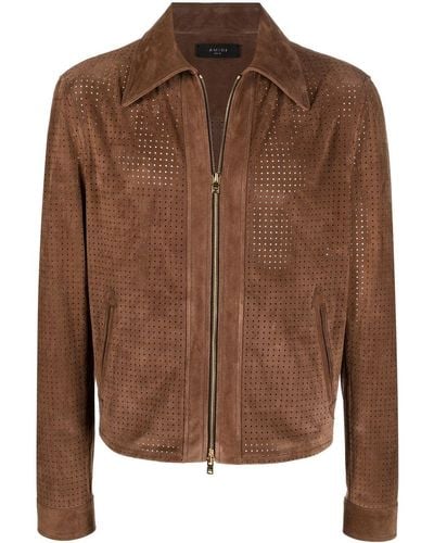 Amiri Fully-perforated Leather Jacket - Brown