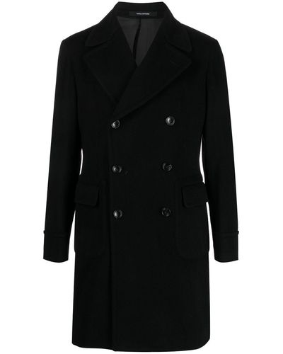 Tagliatore Double-breasted Wool-blend Coat - Black