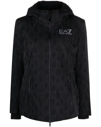 EA7 パイソンプリント スキージャケット - ブラック