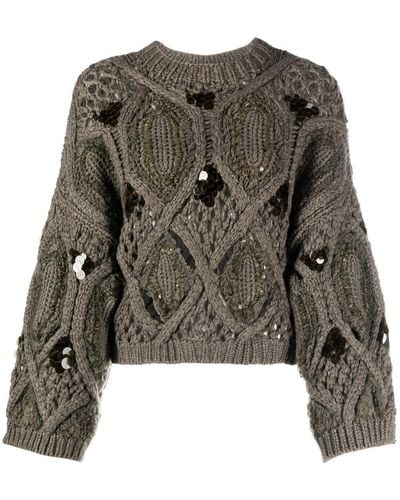 Brunello Cucinelli Cashmere Open Knit Sweater - Green