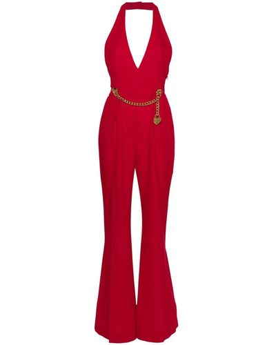 Moschino Mono largo con cuello halter - Rojo