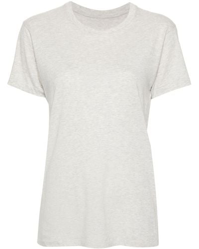 Maison Margiela Meliertes T-Shirt mit Logo-Stickerei - Weiß