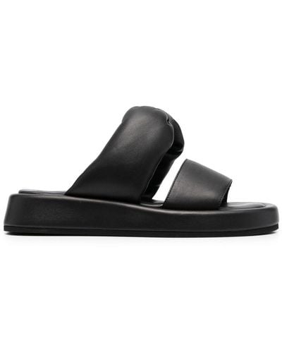 N°21 Padded Leather Slides - Black