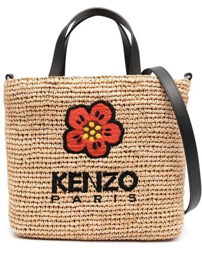 KENZO Boke Flower Raffia Handbag - Natural