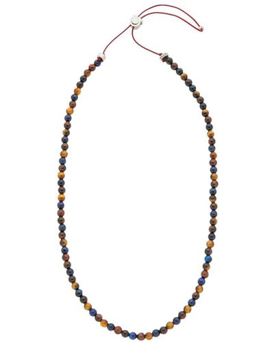 Ferragamo Halskette mit Tigerauge-Perlen - Mettallic