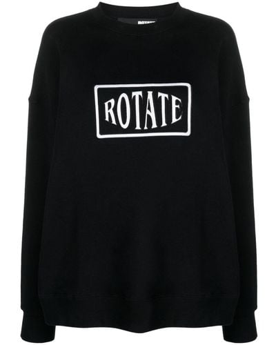 ROTATE BIRGER CHRISTENSEN Logo-embroidered Drop-shoulder Sweatshirt - Black