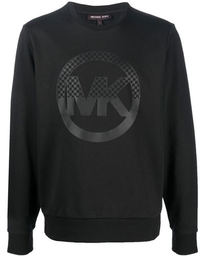 Michael Kors Checkerboard Logo-print Crew-neck Sweatshirt - Black