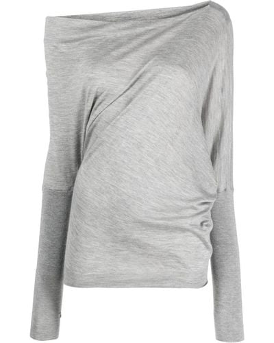 Tom Ford One-shoulder Knitted Top - Grey