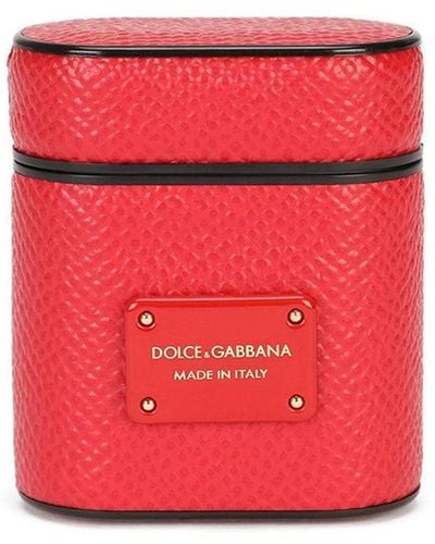 Dolce & Gabbana Étui pour Airpods à plaque logo - Rouge