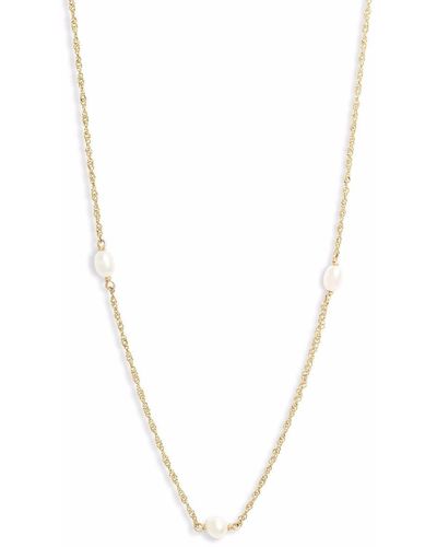 POPPY FINCH 14kt Yellow Gold Spaced Pearl Necklace - Metallic