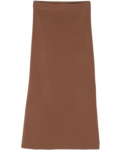 Rails Side-slit Knitted Skirt - Brown