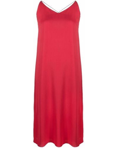 Fabiana Filippi Bead-embellished Slip Dress - Red